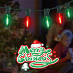 25Ft C9 LED Christmas Lights Outdoor Indoor, Clear Red Green Vintage String Lights, Connectable Dimmable Holiday Decor for Xmas Tree Roofline Patio Backyard Cafe, 25 Bulbs