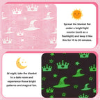 50 x 60 Inch Witch Hat and Pink Crown Blanket for Girls Glow in The Dark Evil Gift Queen Throw All Seasons Warm Cozy Soft Blanket for Sofa Chair Bed Halloween Thanksgiving Gift