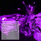 MULTI-SPARKING Battery Operated Halloween Lights 16ft 50 LED Mini String Lights for Small Tree, Wreath, Crafts, Indoor/Outdoor Halloween Decor, 8 Modes & Memory Function, Black Wire-Purple