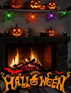 Halloween Spider Lights, 12ft 20 LED Plug in Glitter Spider String Lights, UL Certified, for Indoor Outdoor Halloween Decorations, Party, Porch, Yard