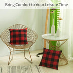 Volcanics Christmas Pillow Covers 18x18 Set of 4, Red and Black Classic Buffalo Check Plaid Decorative Throw Pillow Covers, Farmhouse Square Pillow Case Cushion Pillowcase for Holiday Home Decor Sofa