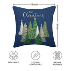 AELUTYSH Blue Christmas Pillow Covers 18x18 Inch Set of 2, Christmas Tree Gold Star Decorative Throw Pillows Winter Pillow Case Holiday Christmas Decor Cushion Cover for Home Sofa Couch