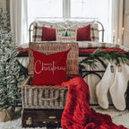 Allorry Christmas Pillow Covers Merry Christmas Throw Pillow Decorative Christmas Red Cotton Cloth Linen Cloth Pillow Cover Sofa Cover Decorative Rectangle Length 18X18 inches