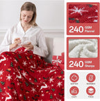Heated Blanket Twin Size, Electric Blanket with 1-10 hrs Timer Auto-Off & 8 Heating Levels, Flannel& Sherpa Heating Blanket with ETL Certified, Christmas Blanket Gifts Machine Washable (62x 84”, Red)