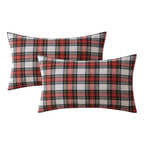 MIULEE Christmas Set of 2 Scottish Tartan Plaid Lumbar Throw Pillow Covers Farmhouse Classic Decorative Outdoor Cushion Cases for Home Decor Sofa Couch 12x20 Inch, Red and White