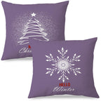 JINYO Purple Winter Christmas Tree Snowflake Pillow Covers 18x18, Purple Christmas Decor, Xmas Hello Winter Holiday Throw Pillow Covers for Home Living Room Bedroom Sofa Couch Set of 2