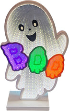 Halloween Neon Infinity Ghost Light,10.24Inch 3D Ghost Table Decor,USB Powered Light Décor for Halloween Party,Office,Bedroom Bathroom Decoration