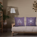 JINYO Purple Winter Christmas Tree Snowflake Pillow Covers 18x18, Purple Christmas Decor, Xmas Hello Winter Holiday Throw Pillow Covers for Home Living Room Bedroom Sofa Couch Set of 2