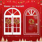 Quntis Lighted Christmas Wreath Front Door - 16'' Reindeer Winter Wreath with 8 Modes Timer, Red Gold Balls, Snowflakes, Pine Cones, Berries for Indoor Outdoor Holiday Windows Fireplace Mantel Porch