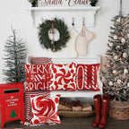 Heirloom Haven 4pcs Christmas Pillow Covers Decoration,18x18in Red Candy Pillow Case Merry Bright Holly Throw Pillow Covers Cushion Cases for Winter Holiday Seasonal Farmhouse Couch Sofa Home Decor