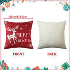 CAROMIO Christmas Decoration Pillow Covers 18 x18 Set of 4 Farmhouse Decorative Throw Pillows for Home Deer Rustic Xmas Tree Pillow Cases Winter Holiday Decor Throw Cushion Cases for Sofa Couch