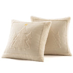MIULEE Christmas Trees Pillow Covers Set of 2 Decorative Soft Throw Pillows Plush Faux Fur Wool Embroidered Couch Cushion for Holiday Winter Home Decor Chair Sofa Bedroom Living Room,Beige 18x18inch