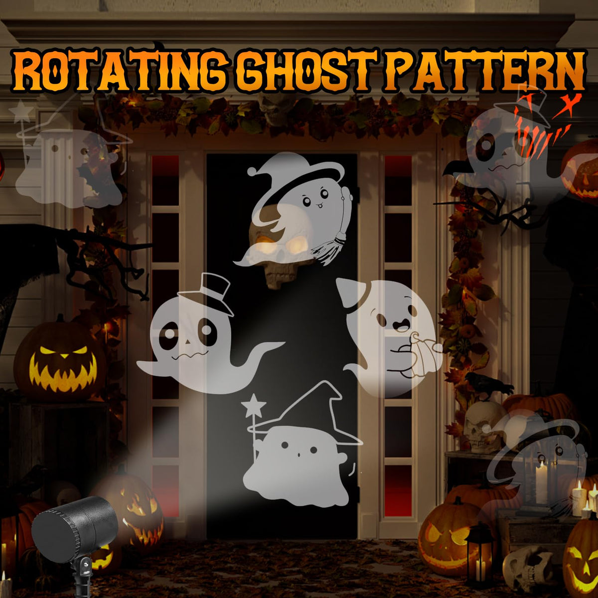 Halloween Projector Lights, LED Halloween Decoration,Ghost Rotating Projector Lights, Indoor Outdoor Landscape Night Light for Home Thealter, Ceiling, Room, Patio, Garden, Yard Stake, Bedroom Decor