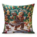 Throw Pillow Cover 20x20 Inch,Gingerbread Man Woman Dancing With Words Merry Christmas Spelled With Gingerbread Men Throw Pillow Case,Home Decor Cushion Covers for Sofa Living Room Couch Bed