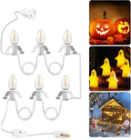 Christmas Village Lights, Decoration String Lights 12Ft with 6 C7 LED Bulbs, Warm White, with Socket and Switch, for Christmas Snow House,Pumpkin Crafts,Holiday Decoration W04VL05