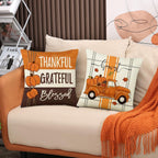 PSDWETS Throw Pillow Covers 18x18 Set of 4 for Fall Decor,Fall Decorations Maple Leaves Pumpkin Farmhouse Autumn Thanksgiving Cushion Cover for Home Sofa Couch