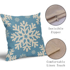Sivirary Light Blue Christmas Pillow Covers 18x18 Inch Set of 2, Xmas Snowflakes Rustic Winter Themed Decorative Throw Pillow Cases Outdoor Linen Cushion Covers Farmhouse Sofa Couch Bed Decor