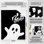 JarThenaAMCS Halloween Ghost Fuzzy Blanket Black White Cute Ghost Boo Throw Blanket Double-Sided Soft Cozy Flannel Blankets for Party Home Bed Sofa Couch, 50 x 60 Inch