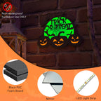 Halloween Pumpkin Lights, LED Connected Jack O Lantern With Light Up Green Moon, Bat Spider Web & Trick or Treat Wording, USB & Battery Powered With Timer, Halloween Decorations Kids Wall Window Art