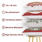 Mocsicka Christmas Gingerbread House Pillow Covers 18×18 Inch, Gingerbread Man House Bakery Throw Pillow Covers Xmas Holiday Cushion Case for Sofa Couch Bed Home Decorations Set of 4