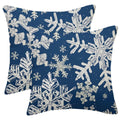 AELUTYSH Navy Blue Christmas Pillow Covers 18x18 Inch Set of 2 Winter Snowflake Decorative Throw Pillows Farmhouse Holiday Christmas Decor Cushion Covers Linen for Home Living Room Bed Outdoor