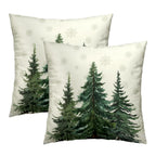 Green Christmas Tree Pillow Covers 16x16 In, Winter Nature Birch Forest Snowflake Throw Pillows Cover Farmhouse Decorative Pillow Case for Couch Bed Sofa Outdoor Patio Decor
