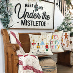 Christmas Pillow Covers 18x18 Inch Set of 4 Nutcracker Christmas Decorations Gold Gingerbread Merry Christmas Throw Pillow Cases Xmas Outdoor Winter Decor Decorative Pillows for Couch Holiday Party