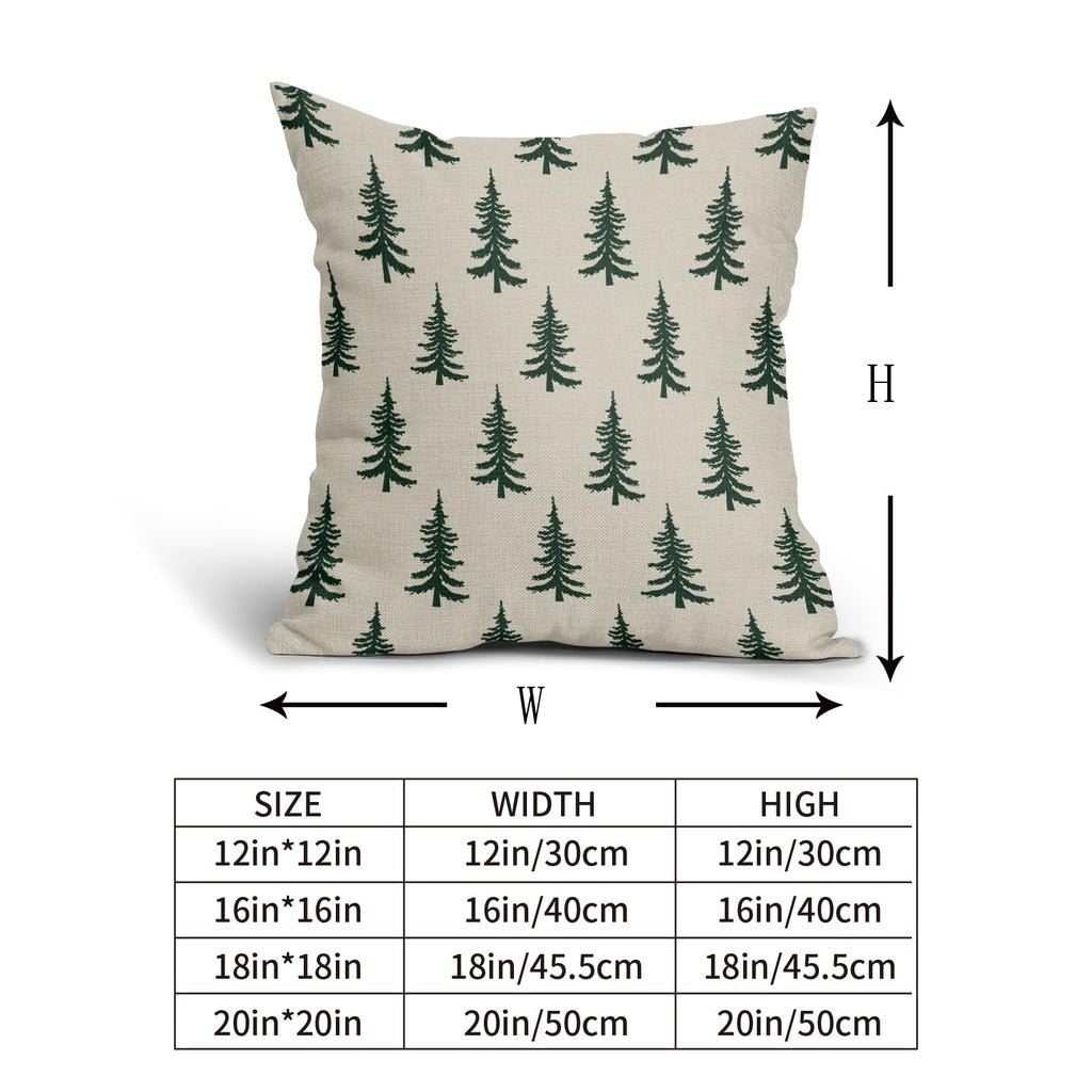 Christmas Tree Pillow Covers 20x20 Set of 2 Dark Forest Green Xmas Tree Rustic Style Winter Decorative Outdoor Pillowcases Farmhouse Holiday Decorations Throw Cushion Case Decor for Couch Sofa Bed