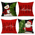 Red Black Christmas Pillow Covers 18x18 Set of 4 Farmhouse Xmas Decorations Snowman Wreath Santa Claus Tree Merry Christmas Holly Jolly Winter Holiday Decor Throw Cushion Case for Home Couch S24C27
