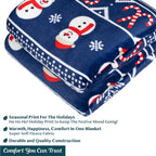 PAVILIA Christmas Snowman Throw Blanket | Blue Holiday Christmas Fleece Blanket | Soft, Plush, Warm Winter Cabin Throw, 50x60 (Blue Christmas)
