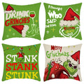 BOGGEUSS Christmas Throw Pillows Covers 18x18 Set of 4 Green Elf Pillow Covers Christmas Decorations for Home Sofa Couch Bed