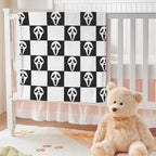 YWZDS Spooky Face Throw Blanket, Black and White Checkered Pattern, Halloween Ghost Blankets Fuzzy Gifts for Sofa Couch Bedroom (40 * 50 inch)