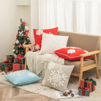 HUAGUOGUO 18 x 18 Inch 2PCs Embroideried Pillowcase，Christmas Holiday Falling Snowflake Cotton Linen Throw Pillow Cover Cushion Home Sofa Bed Car Decorative (White)