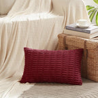 Fancy Homi Christmas Wine Red Decorative Throw Pillow Covers 14x24 Inch for Living Room Couch Bed Sofa, Modern Farmhouse Boho Home Decor, Soft Corduroy Burgundy Square Cushion Case 35x60 cm