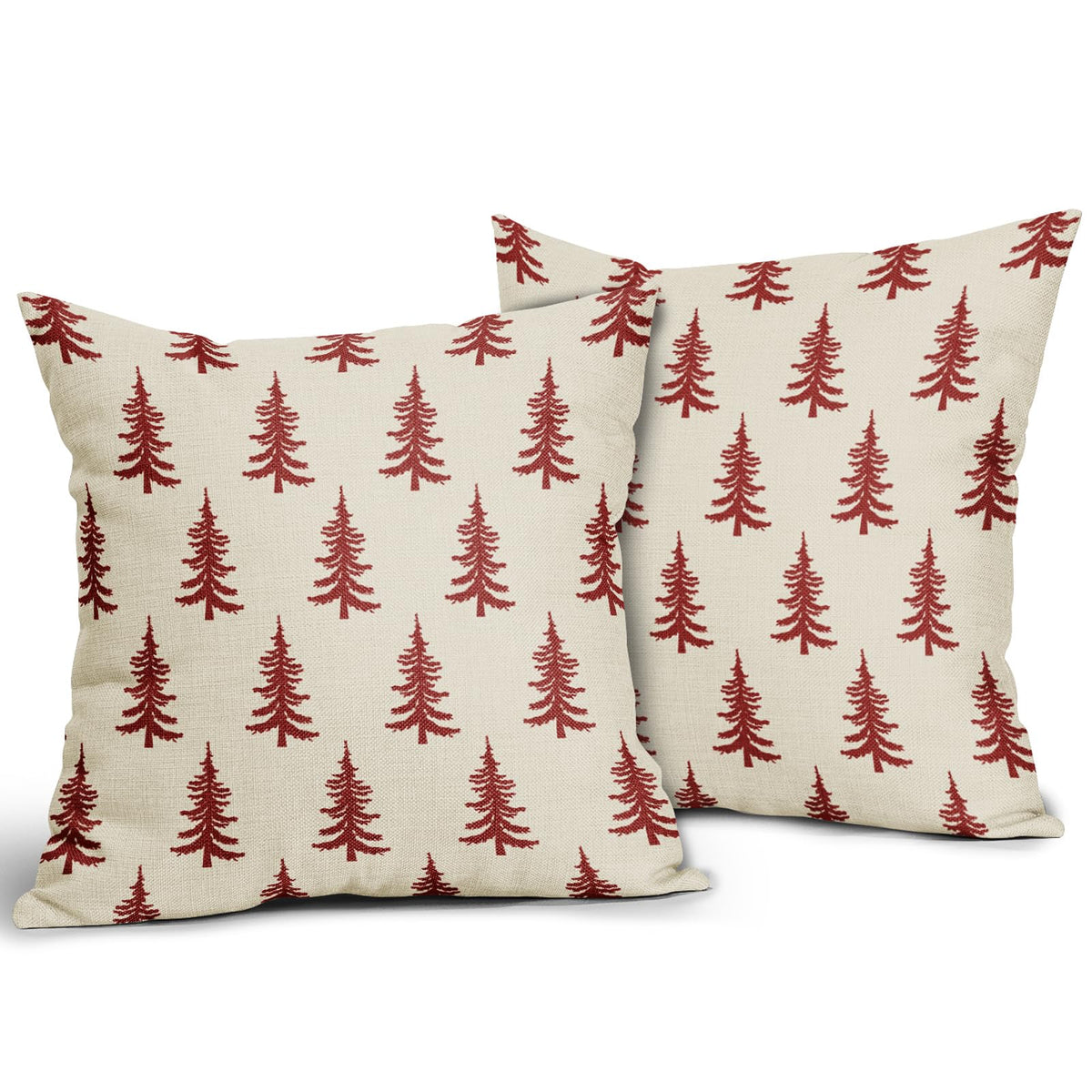 Aytipun Christmas Tree Pillow Covers 18x18 Set of 2 Red Xmas Rustic Style Winter Print Decorative Outdoor Pillowcases Farmhouse Vintage Holiday Decorations Throw Cushion Case Decor for Couch Sofa Bed