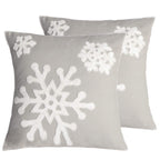 AFIRMLY 18x18,Cotton Christmas Blessing Throw Pillow Cover for Bed Sofa Cushion Car Snowflake Embroideried Pillowcases,1pair Grey