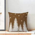 CXMEIFLY Christmas Pillow Covers 18x18 Inch Set of 2 Brown Cream Christmas Tree Snowflakes Decor Throw Pillows Winter Xmas Holiday Outdoor Cushion Cases for Couch Bed Decorations
