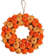 Thanksgiving Pumpkin Wreath Artificial Fall Harvest Wreath Autumn Hanging Garland for Thanksgiving Festival Holiday Window Party Decor