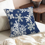 AELUTYSH Navy Blue Christmas Pillow Covers 18x18 Inch Set of 2 Winter Snowflake Decorative Throw Pillows Farmhouse Holiday Christmas Decor Cushion Covers Linen for Home Living Room Bed Outdoor