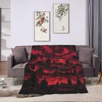 Gothic Blanket for Women Men, Super Soft Funny Cool Red Castle Halloween Gothic Bat Throw Blanket Gifts for Kids Adults, Warm Cozy Fuzzy Plush Fleece Flannel Goth Blankets 50"x40" for Couch Bedding