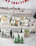 multiwins Christmas Decorations Set of 4 Double-Sided Print Christmas Pillow Covers 20" x 20", with 8 Cute Patterns, Throw Pillow Covers Perfect for Home Christmas Decor