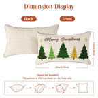Lewondr 12x20 Inch Christmas Throw Pillow Cover, Christmas Decorative Pillow Case with Embroidered Xmas Tree, Throw Pillowcase Cushion Cover Xmas Decor for Bed Home Decor Living Room (1PCS)