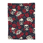 VODRM Horror Skull Blanket Gifts for Kids Adults Soft Warm Lightweight Cozy Gothic Red Rose White Black Skulls Throw Blankets for Bed Living Room Sofa Couch Halloween Goth Decor 50x60in