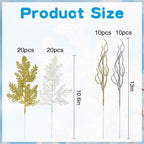MCCVBFHH 60 Pcs Christmas Glitter Artificial Pine & Cedar Branches - Sparkly Stems Picks for Christmas Tree,Garland,Wreath,Holiday Party & Winter Home Decor
