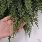 24" Real Touch Artificial Cedar Wreath - Faux Christmas Wreaths for Front Door,Faux Pine Green Wreath for Home, Holiday, Fireplace, Mantle,Wall, Windows, Xmas, Outdoor Decoration