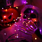 Lomotech Orange Purple Halloween Lights, 2 Pack 16.4ft 50 LED Battery Operated Halloween Fairy Lights with Timer Function, 8 Modes Waterproof Twinkle Lights for Halloween Decorations (Black Wire)