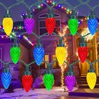C7 LED Christmas String Lights, 30 FT 50 Colorful Strawberry LED Bulbs, Hanging C7 Christmas Lights Indoor Outdoor for Xmas Tree Holiday Garden Patio Backyard Decor, Multicolor