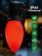 C7 LED Multicolor Christmas Lights 25Ft Outdoor Vintage String Lights with 27 Multicolor LED Bulbs, Connectable Xmas Tree Lights for Xmas Backyard Carnival Patio Wedding Holiday Decoration