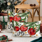 AACORS Christmas Pillow Cover 12X20 Set of 2, Baubles Christmas Tree Stars Joy Decoration Holiday Farmhouse Winter Pillow Case for Sofa Couch Decor（Red） AA613-12-2