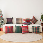 Huierxun Christmas Pillow Covers 18x18 Set of 2, Christmas Decorations Scottish Tartan Plaid Throw Pillow Cases Farmhouse Decorative Square Cushion Case for Sofa Couch Home Decor (Plaid H,18''x18'')